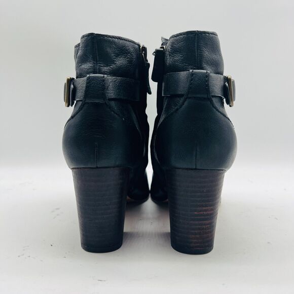 Cole Haan Boots Womens 6 Black Leather Ankle Side Zipper Heels Casual Shoes - Picture 6 of 9